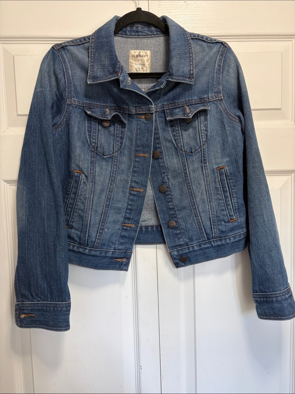 Old Navy Medium Blue Denim Jean Jacket M bust 19”